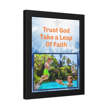 Wood Framed Poster with Shatter-Proof Plexiglass, Leap of Faith